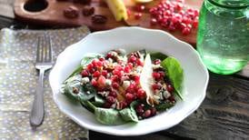 Alaska from Scratch: Spinach salad dressed up with pomegranate and pear
