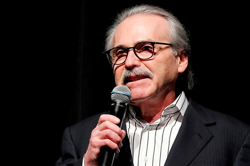 David Pecker, Chairman and CEO of American Media, addresses those attending the Shape & Men's Fitness Super Bowl Party in New York, on Jan. 31, 2014. (Marion Curtis via AP, File)