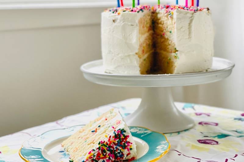For summer birthday season, try your hand at a homemade real/fake Funfetti cake