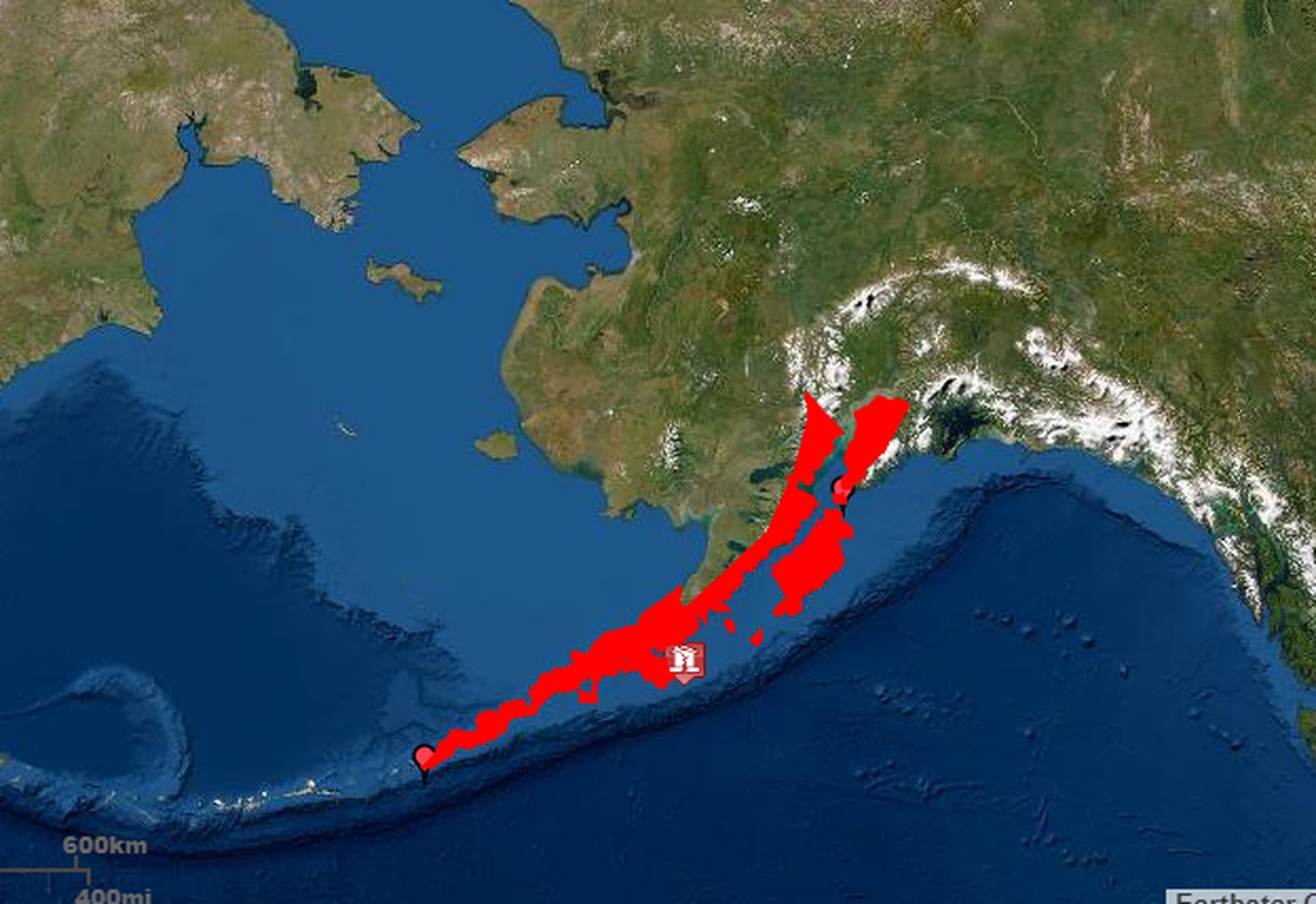 Tsunami warning coastal Alaska Aleutian Islands Alaska Peninsula Kenai Peninsula map