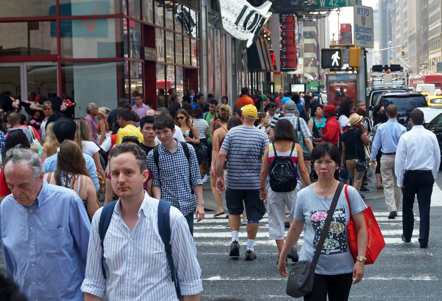 street scene pedestrians new york stock