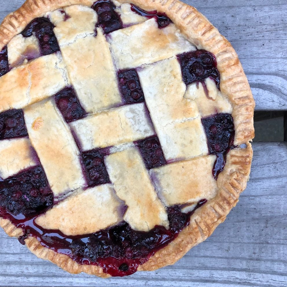 Wild blueberry pie. My friend Tamar totally did the lattice crust. (Julia O’Malley/ADN)