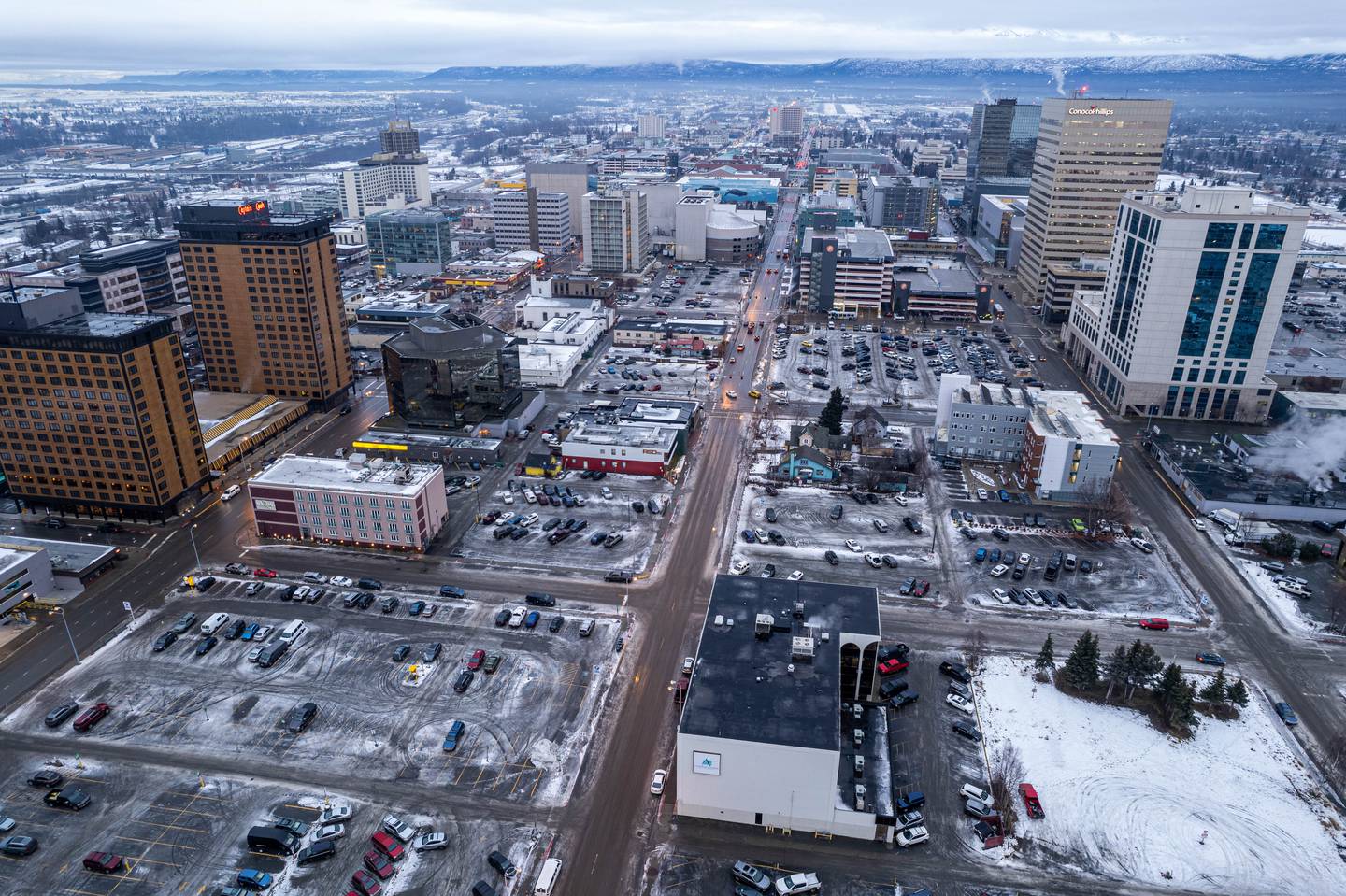 downtown, downtown anchorage, parking, parking lot, parking lots