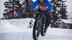 Photos: Berms, bumps and a bit of slushy snow during Hilltop’s fat tire bike slalom races