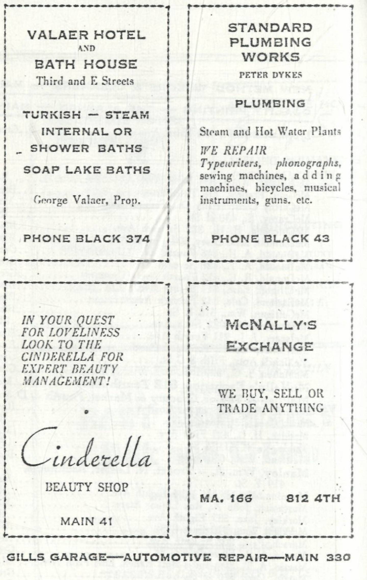 Advertisements from the 1939 Anchorage phone book