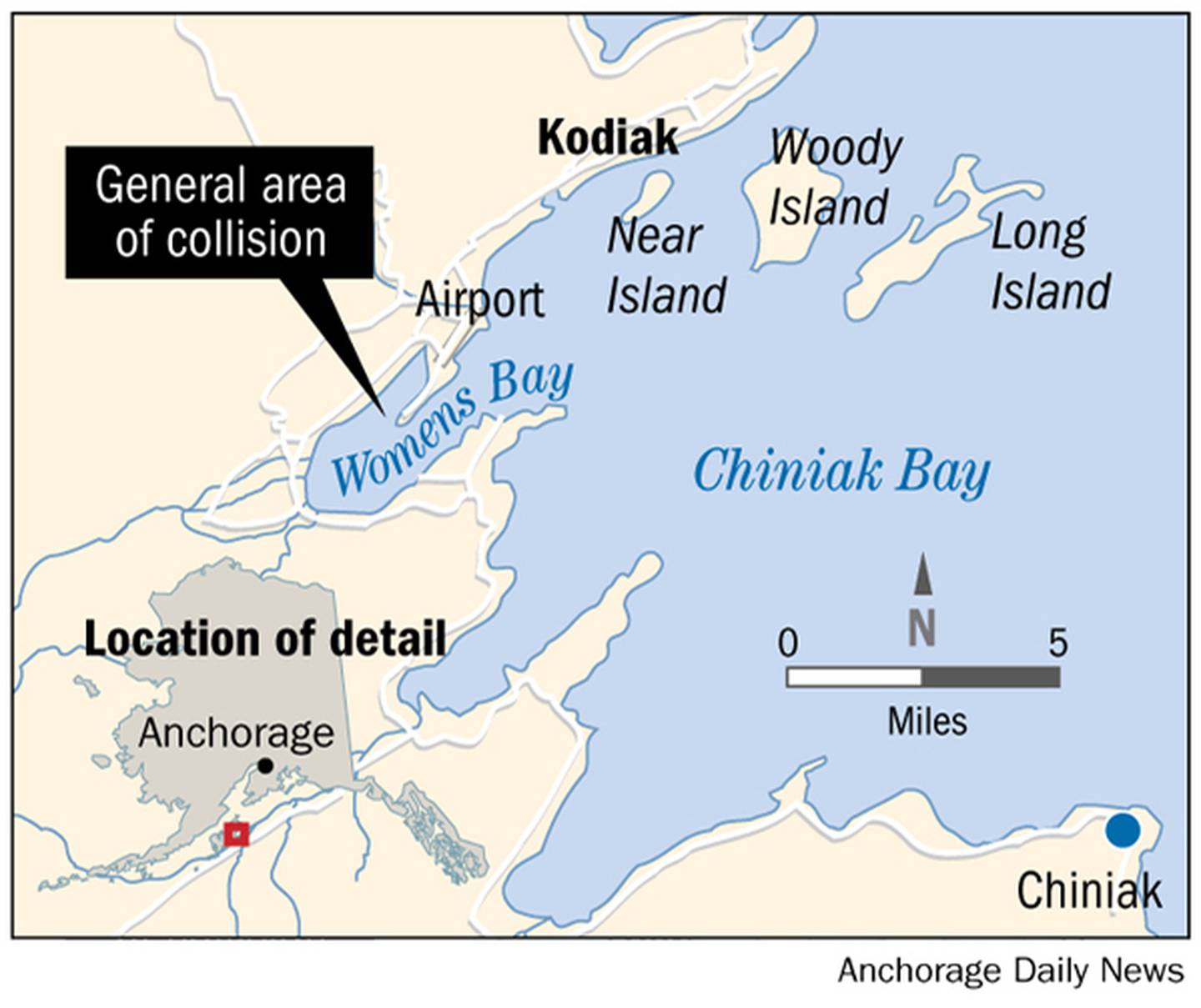 Womens Bay, Kodiak, Navy, Coast Guard, vessels collision, locator map
