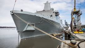 As 4,000 onlookers brave snow, sleek USS Anchorage is commissioned