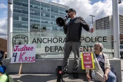 Demonstrators call for Anchorage Police to release body camera video of shooting