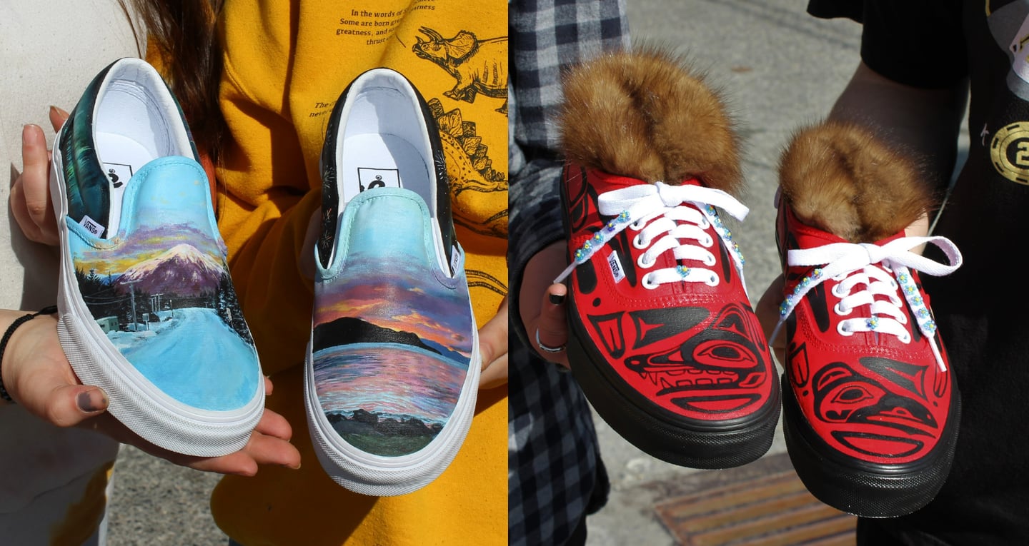 Shoes designed by Wrangell High School students