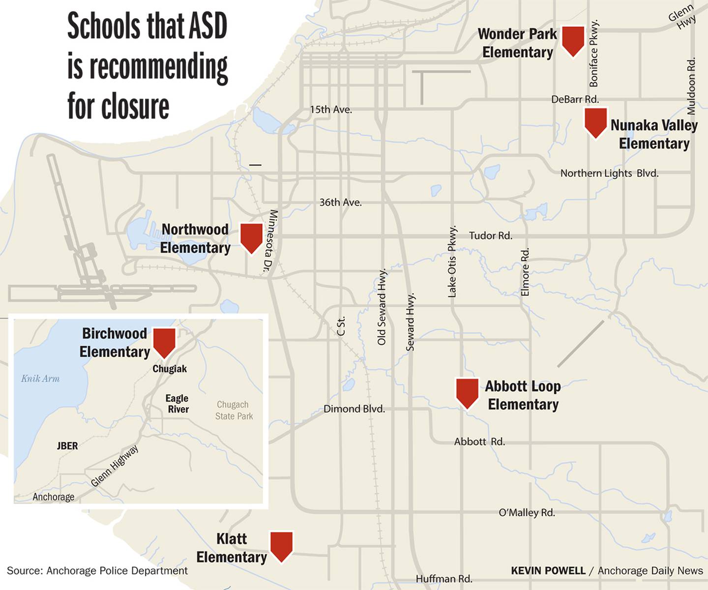 Schools that ASD is recommending for closure