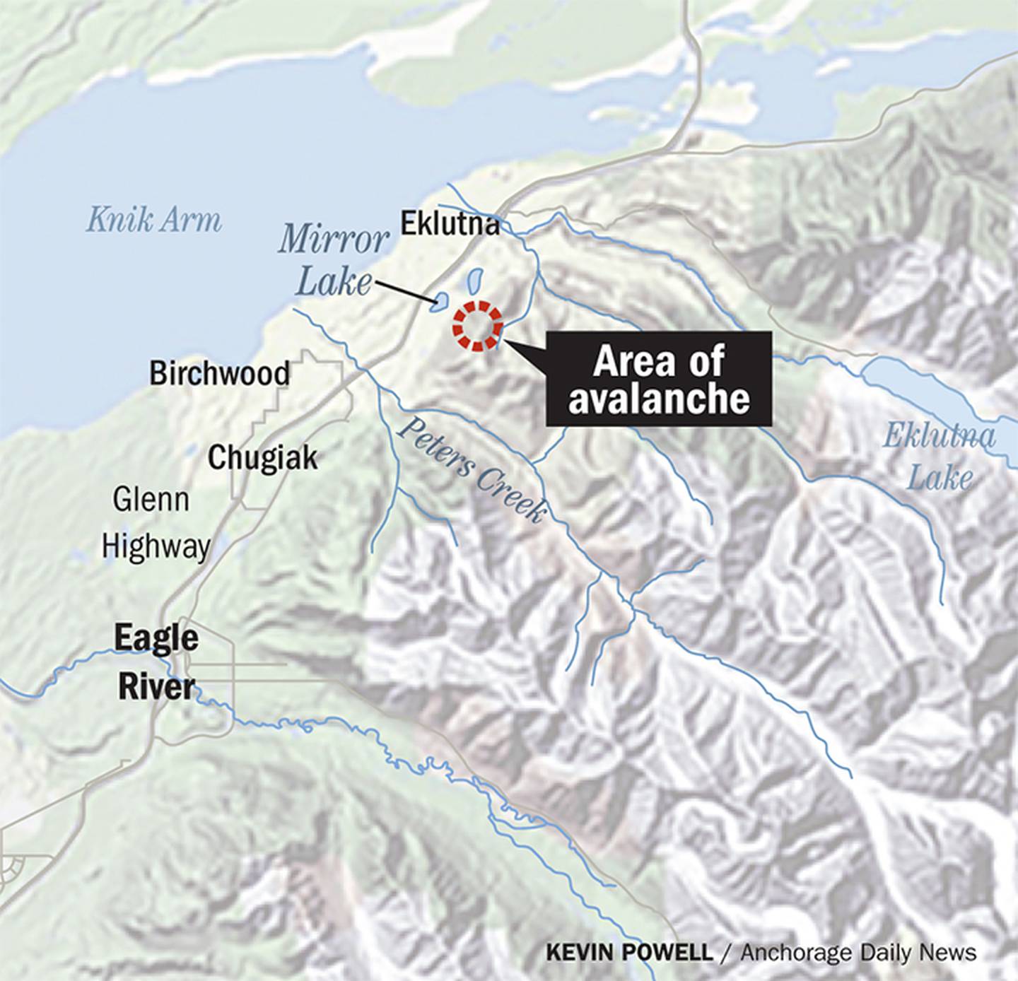 Bear Mountain avalanche map graphic Kevin Powell fatal northwest couloir