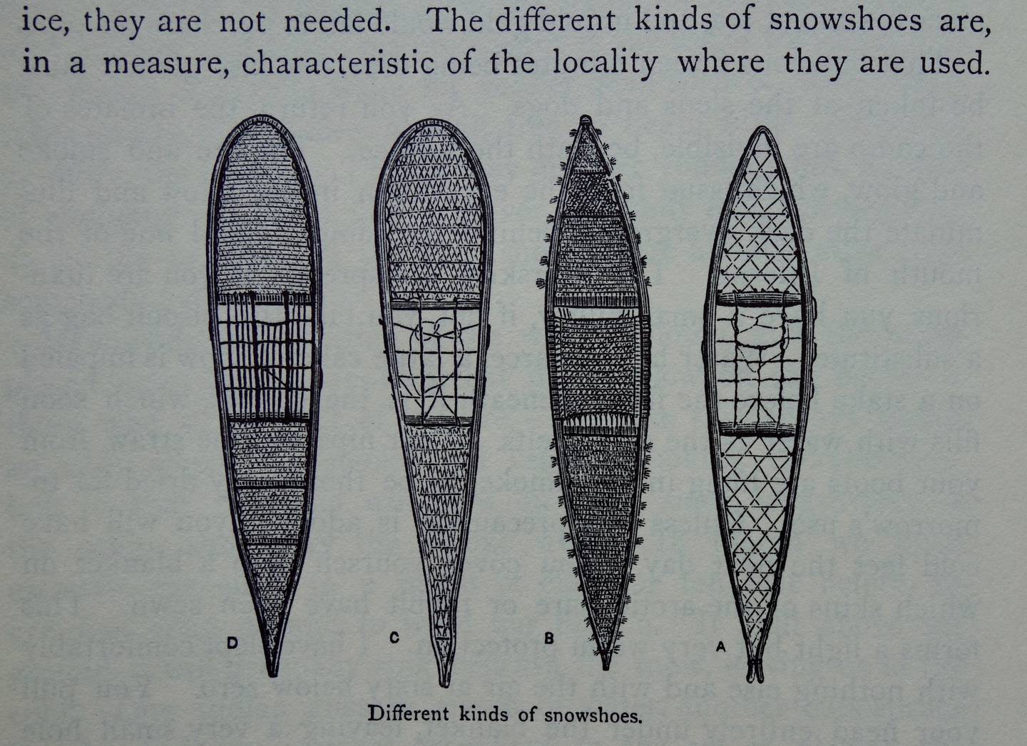 Schița lui William Dall cu rachetele de zăpadă pe care le-a văzut folosite în Alaska