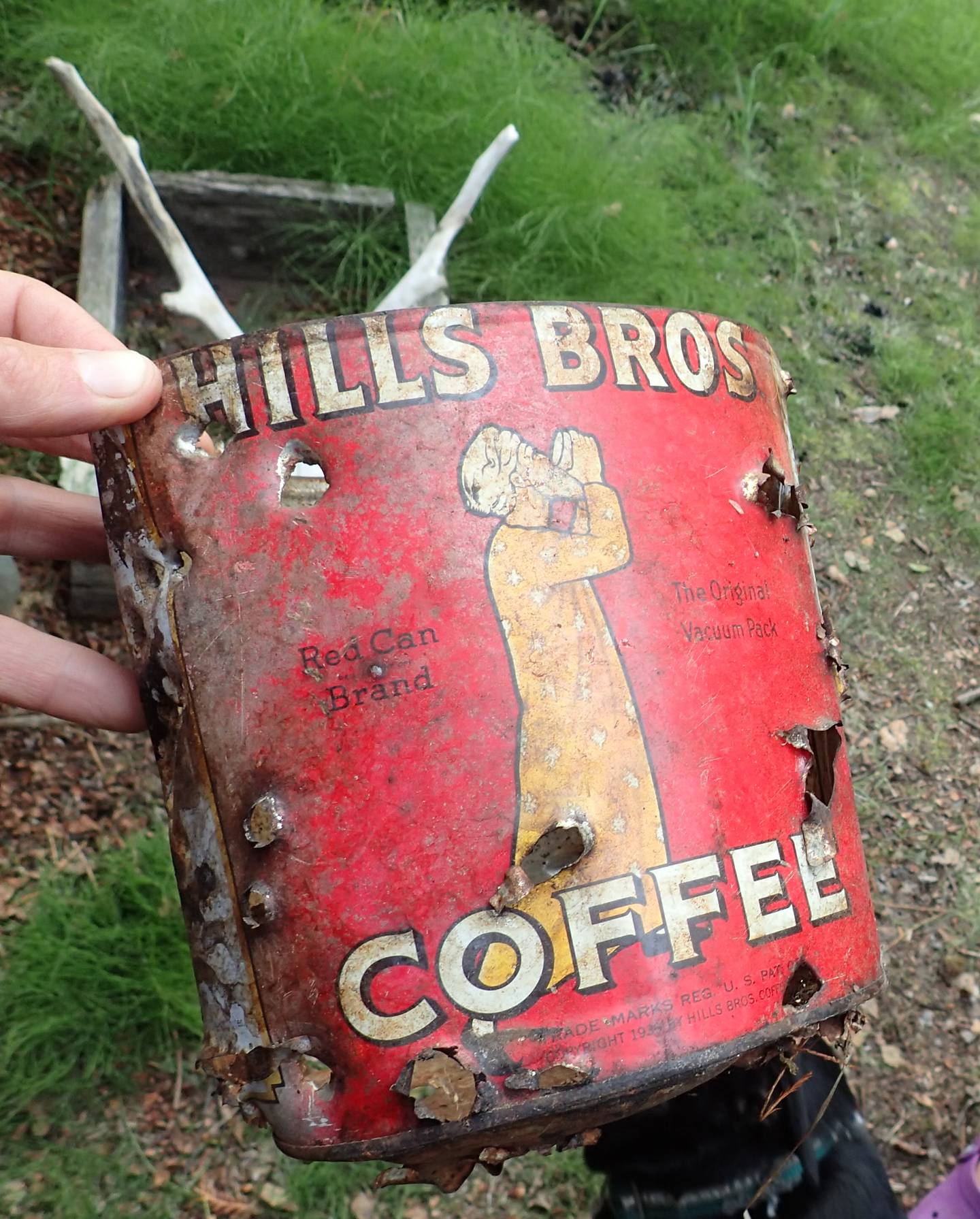 A Hills Bros. coffee can