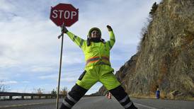 Road flair: This Seward Highway flagger is adding style to stop-and-go signals