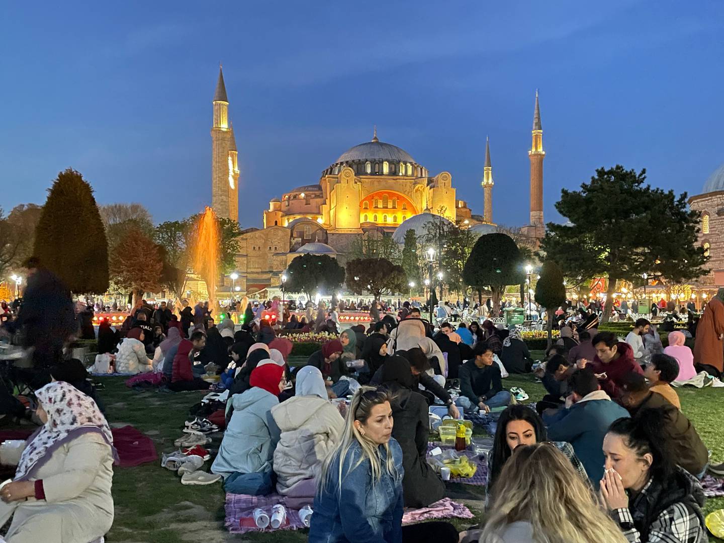 The scene from the “Blue Mosque at night” tour in Istanbul during Ramadan