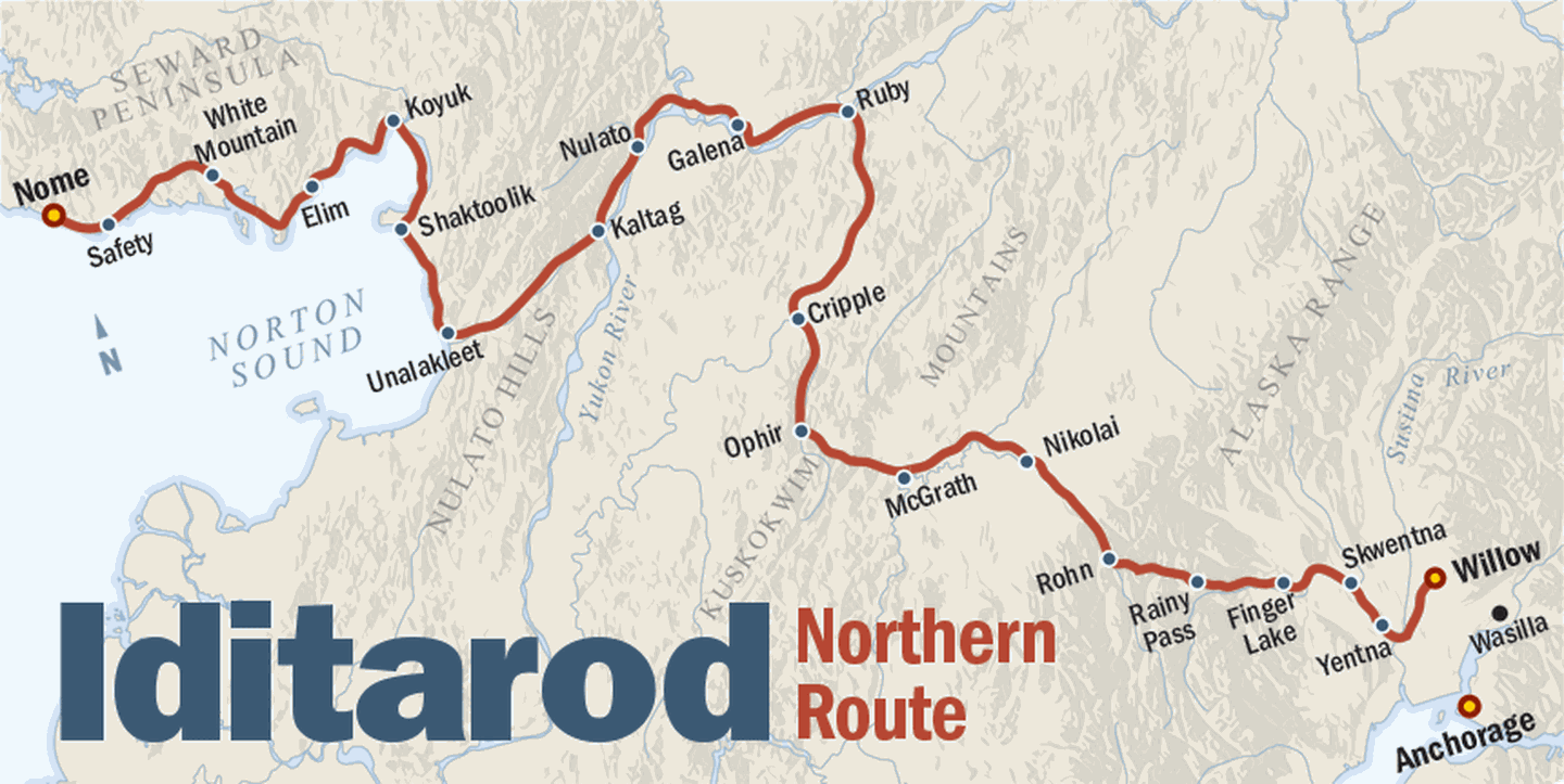 Nome 2022 Iditarod northern route map