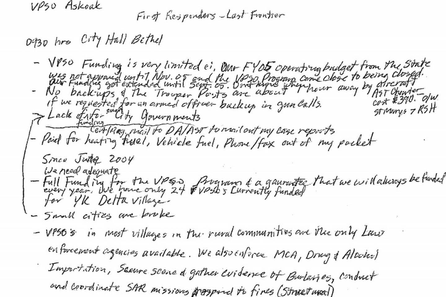 VPSO handwritten notes