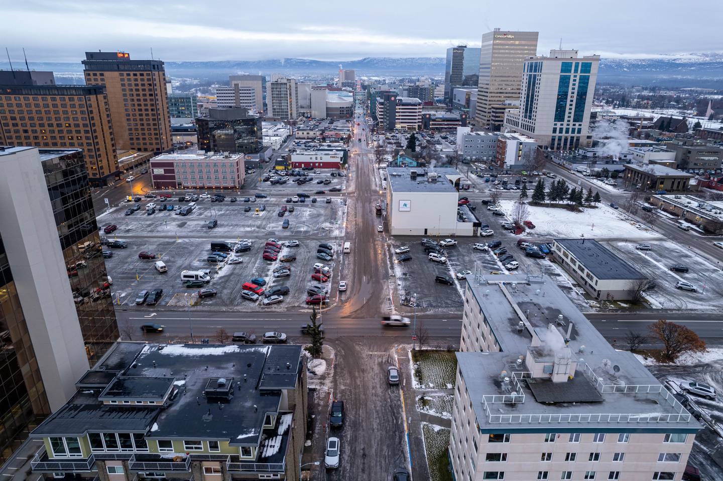 downtown, downtown anchorage, parking, parking lot, parking lots