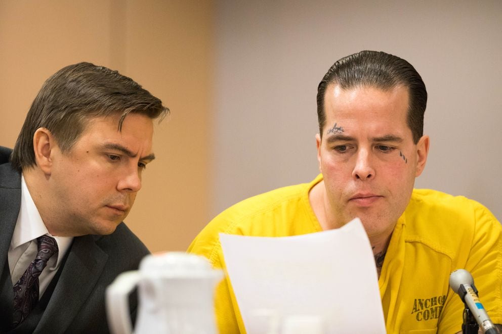 Jason Vukovich and his lawyer Ember Tilton during his sentencing Friday. (Loren Holmes / ADN)