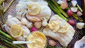 Simple but sumptuous, this sheet-pan cod primavera with blender hollandaise is a spring sensation