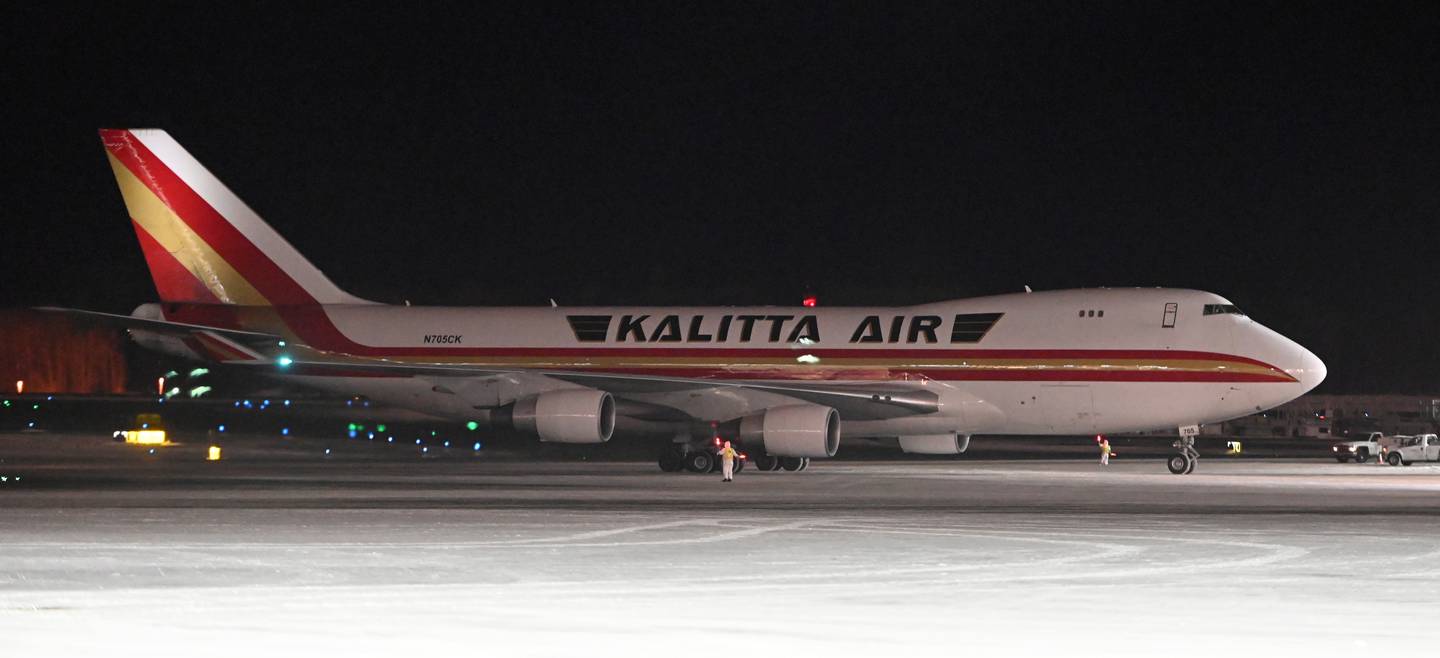 Kalitta Air Boeing 747 U.S. citizens evacuated from Wuhan, China, refueling stop Ted Stevens Anchorage International Airport 