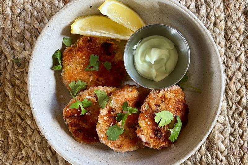 Make a pile of smoky salmon cakes to dunk in Alaska chef Beau Schooler’s wondrous ranchovy sauce