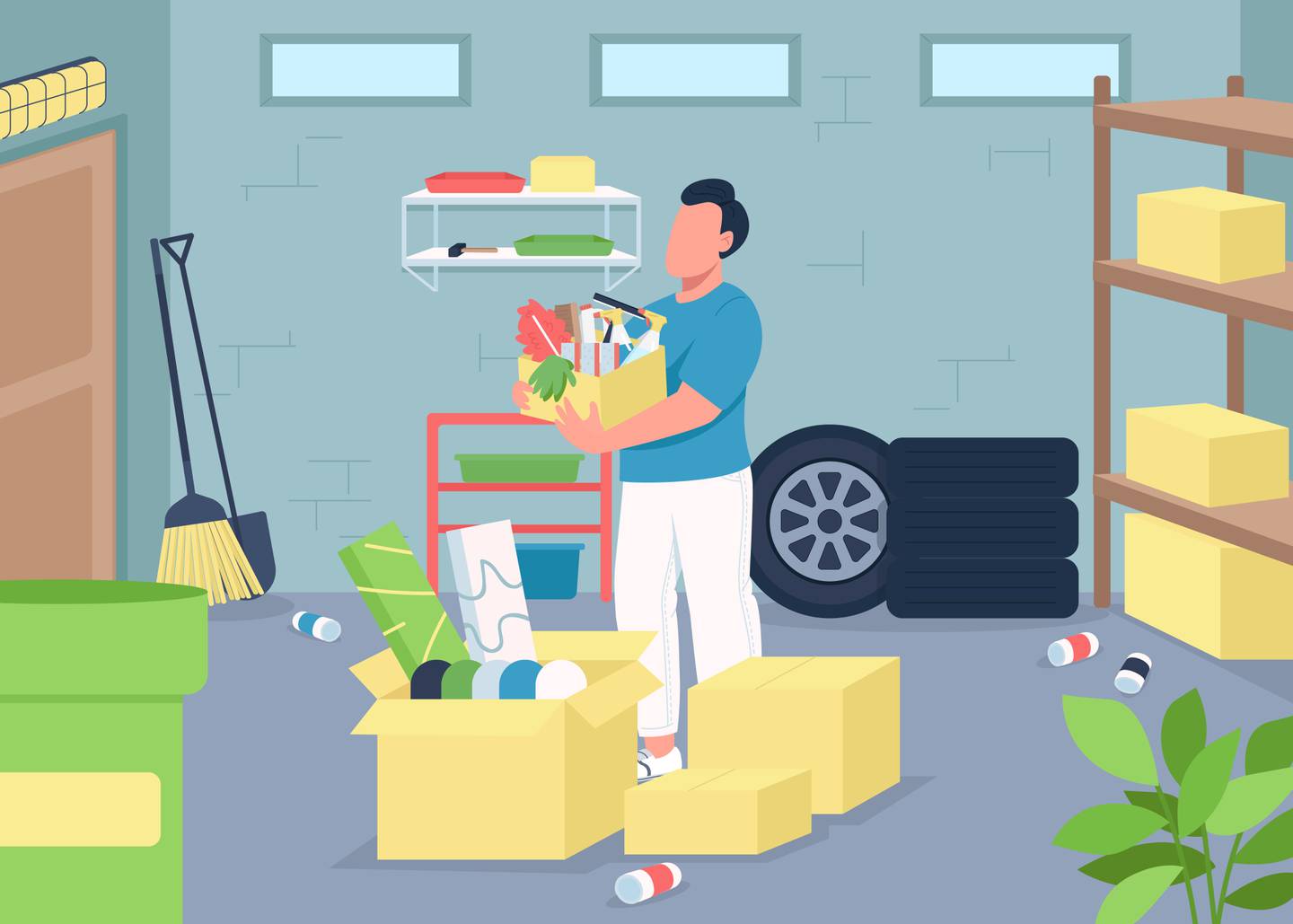 organizing cleaning garage stock illustration