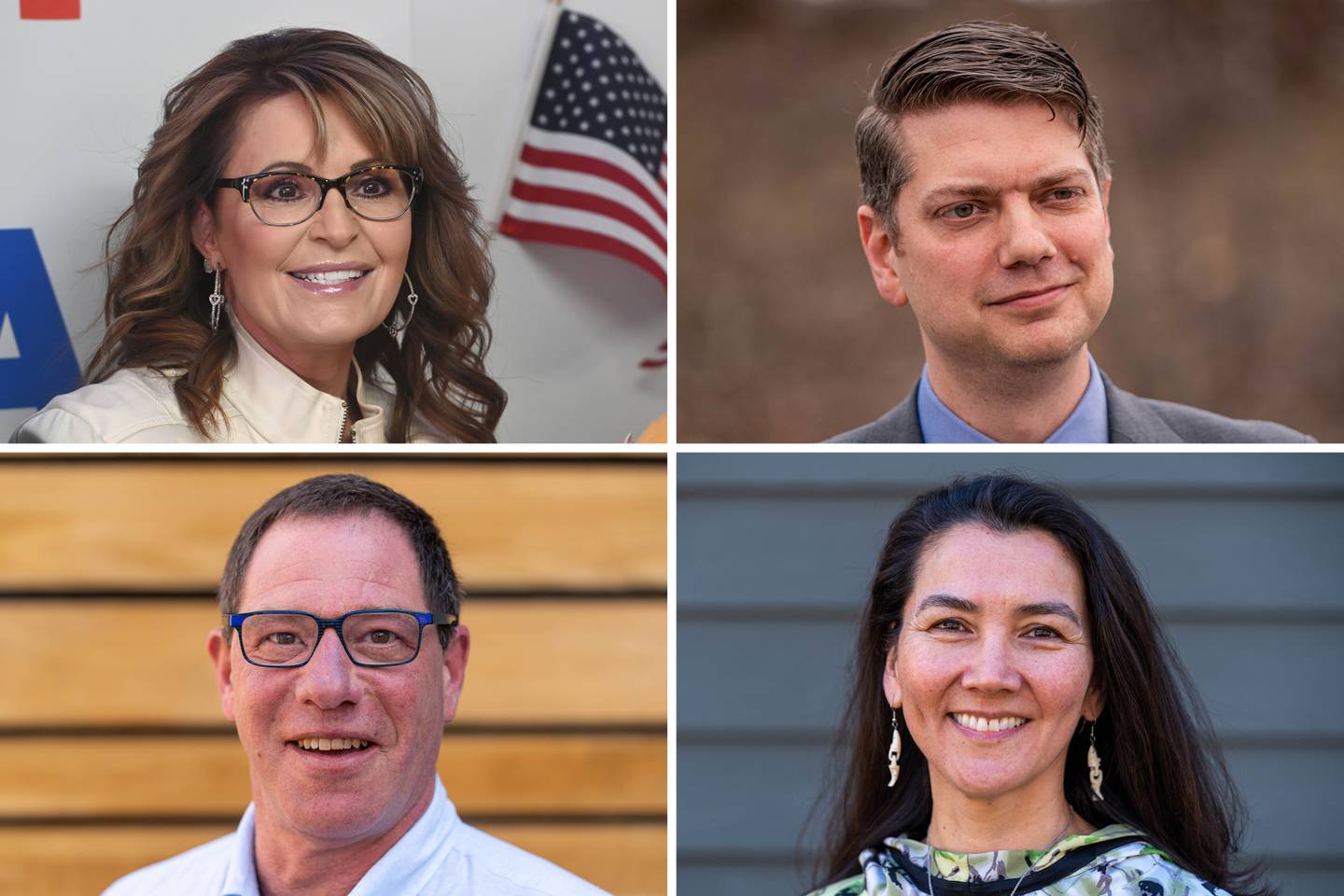 Composite Sarah Palin Nick Begich III Al Gross Mary Peltola U.S. House Alaska special primary election