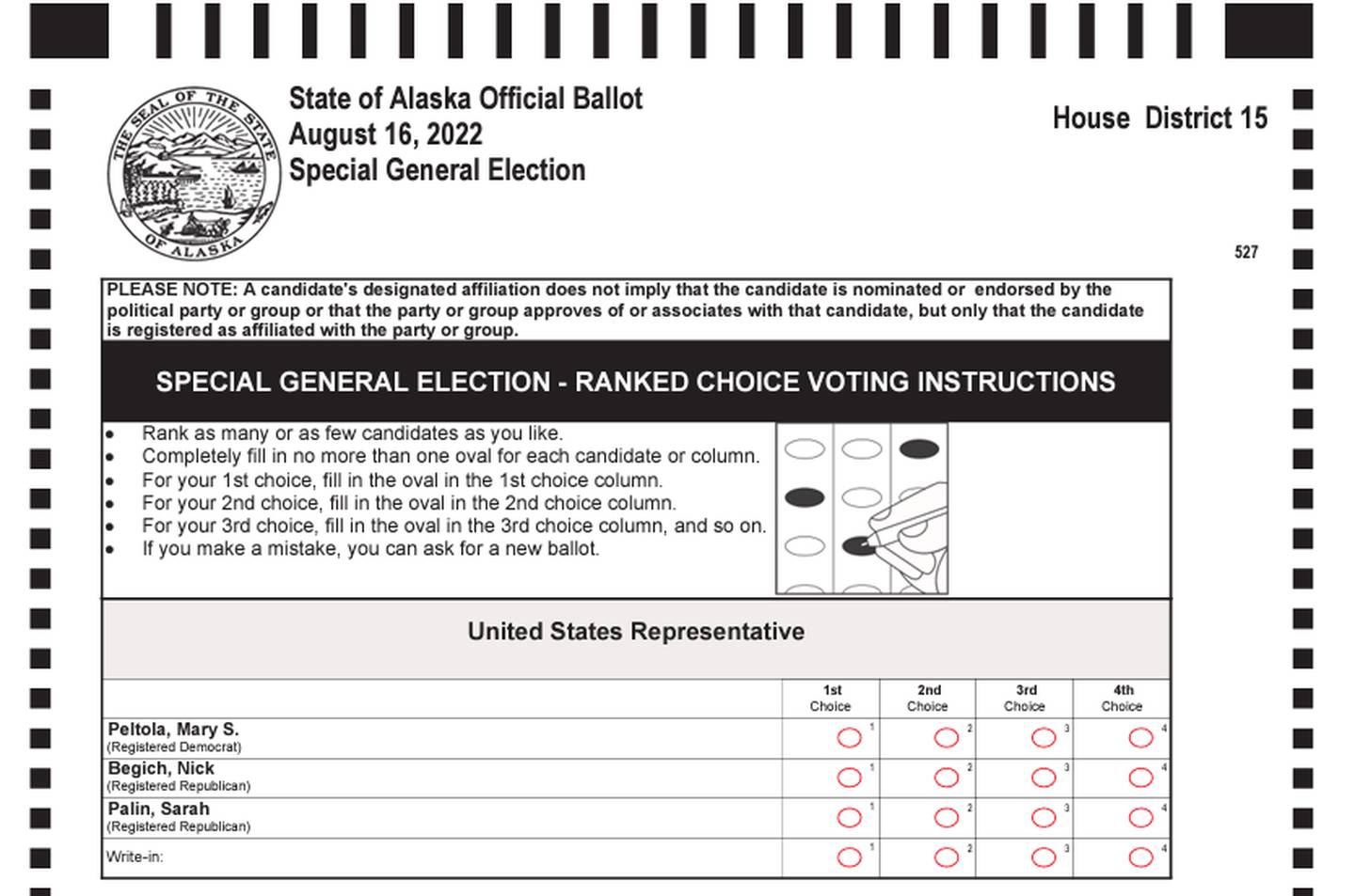 Sample ballot ranked choice voting US House race