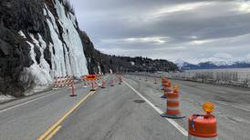Unstable ice wall along Turnagain Arm prompts traffic diversion on Seward Highway