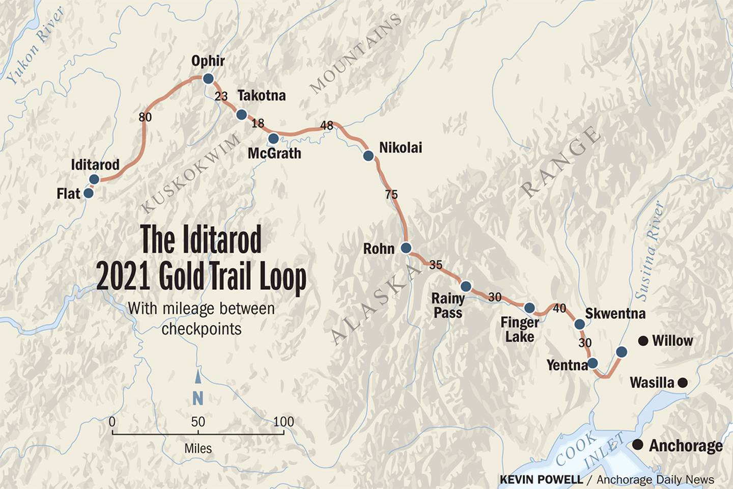 2021 Iditarod map Gold Trail Loop