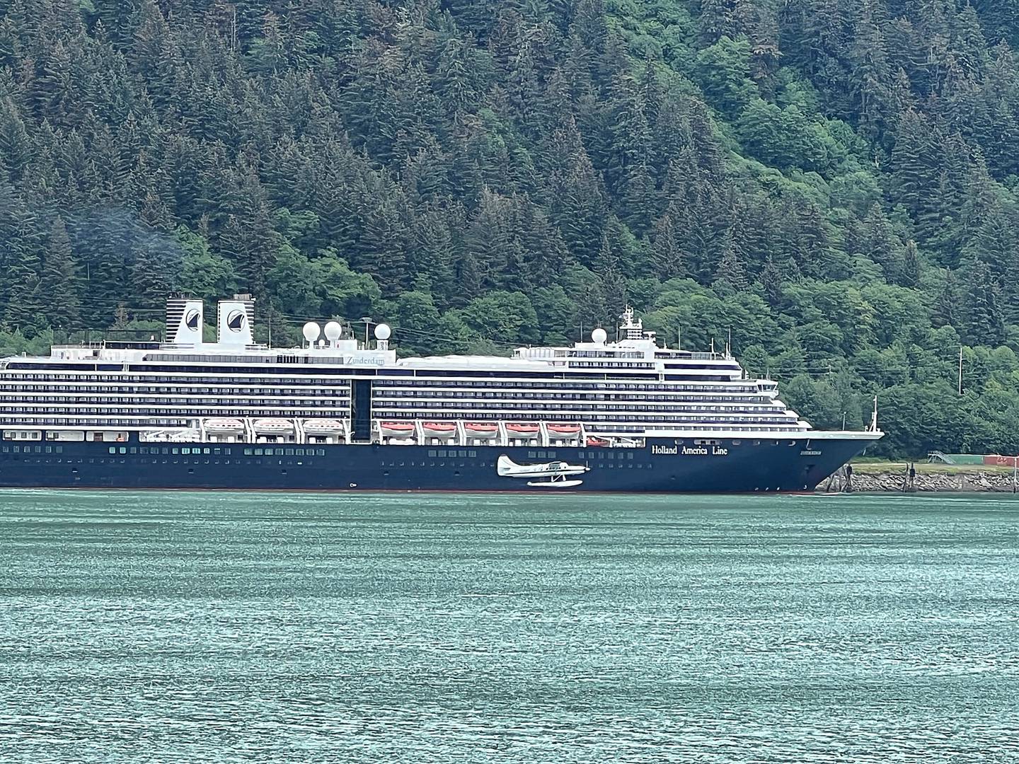 Holland America Line's “Nieuw Amsterdam” rests at the dock in Juneau