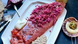 For a festive holiday dish that you can make in advance, try beet and pomegranate-cured salmon