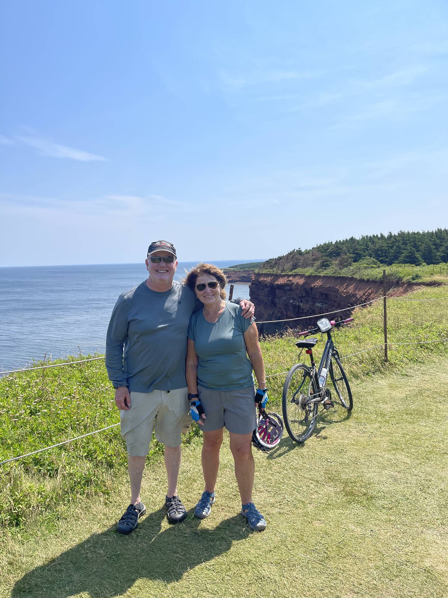Lyon Johnson and Pat Brady take a break from biking on the “Confederation Trail” in Prince Edward Island