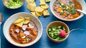 Need a meatless meal for a cold day? Try this 3-bean chili with sweet potato.