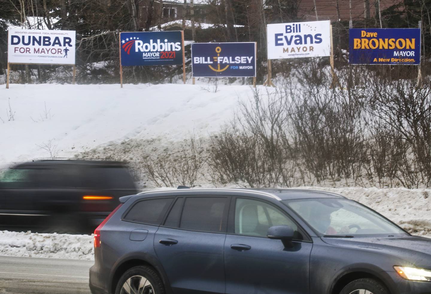 january, mayoral race, candidates, political signs, driving, advertising