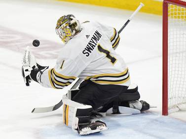 Anchorage’s Jeremy Swayman delivers as Bruins top Panthers 2-1 to stave off elimination in playoff series