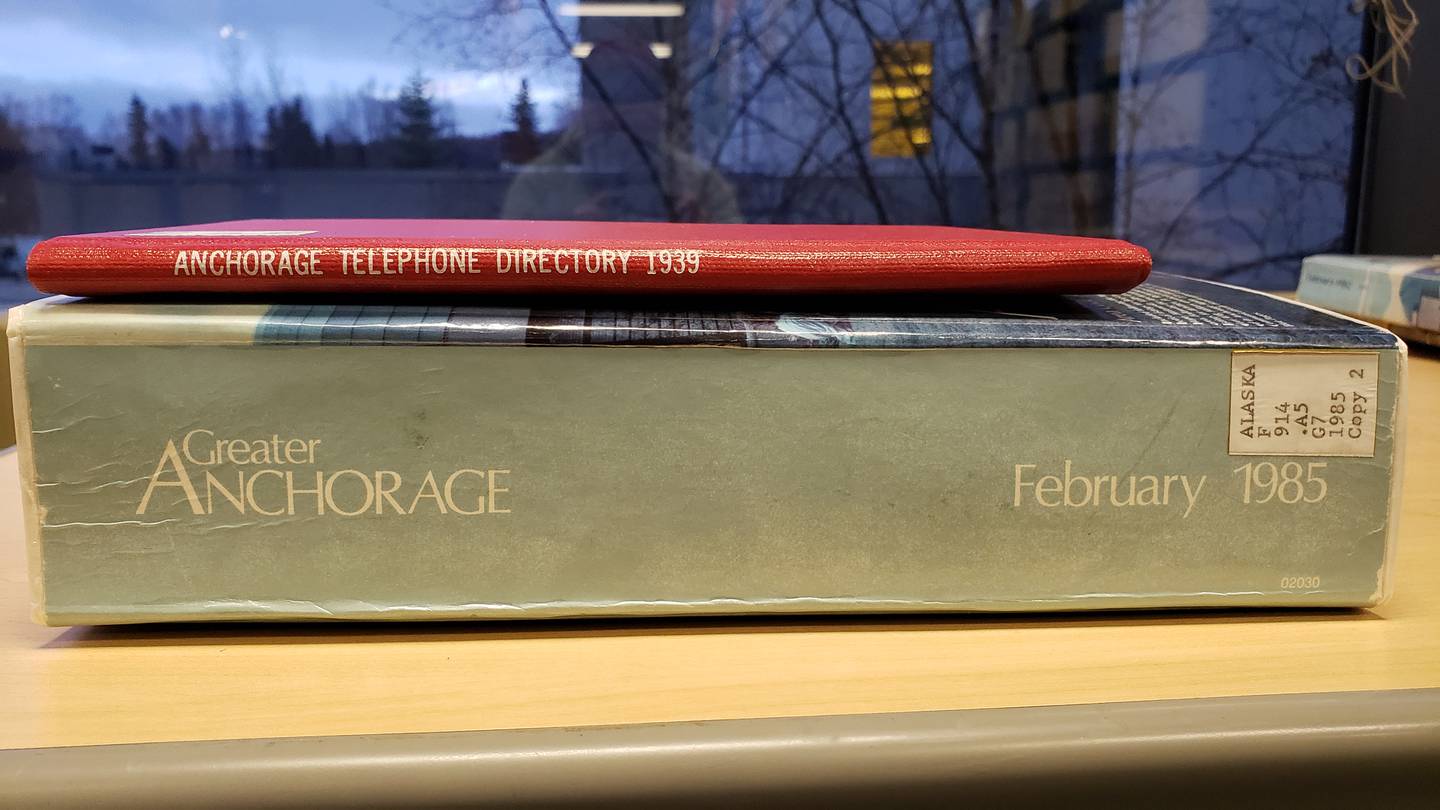 The 1939 Anchorage phone book and 1985 Anchorage phone book