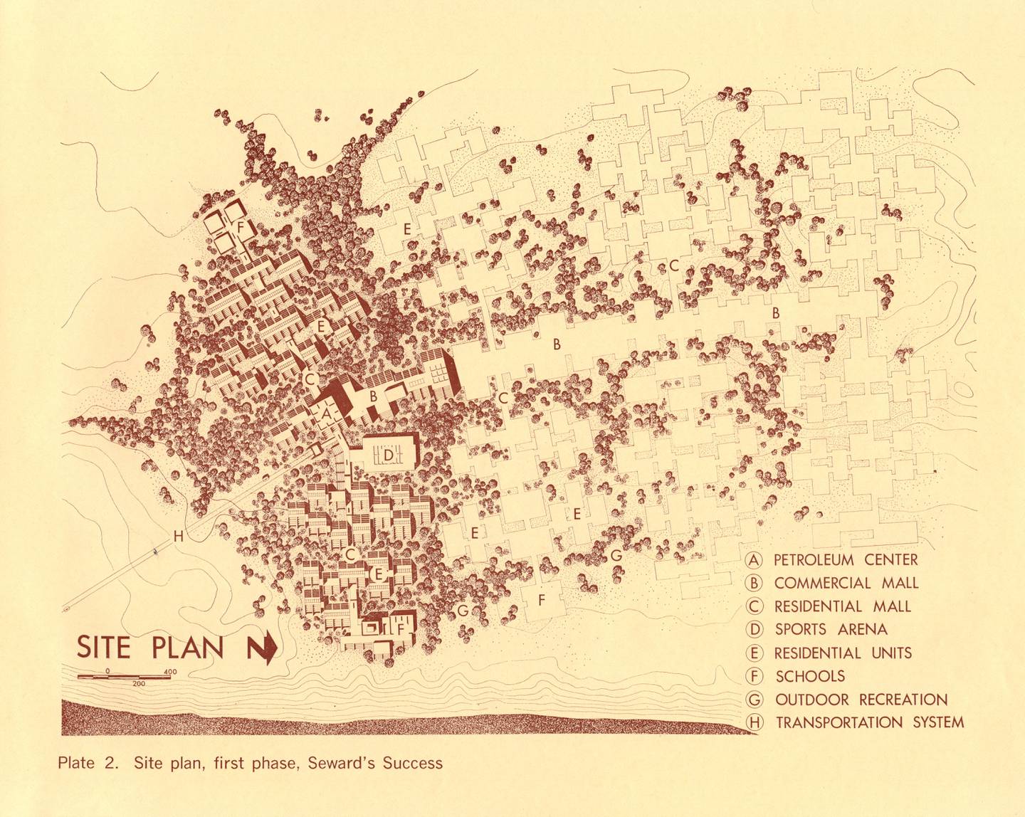 A 1969 site plan for Seward Success 21st century city
