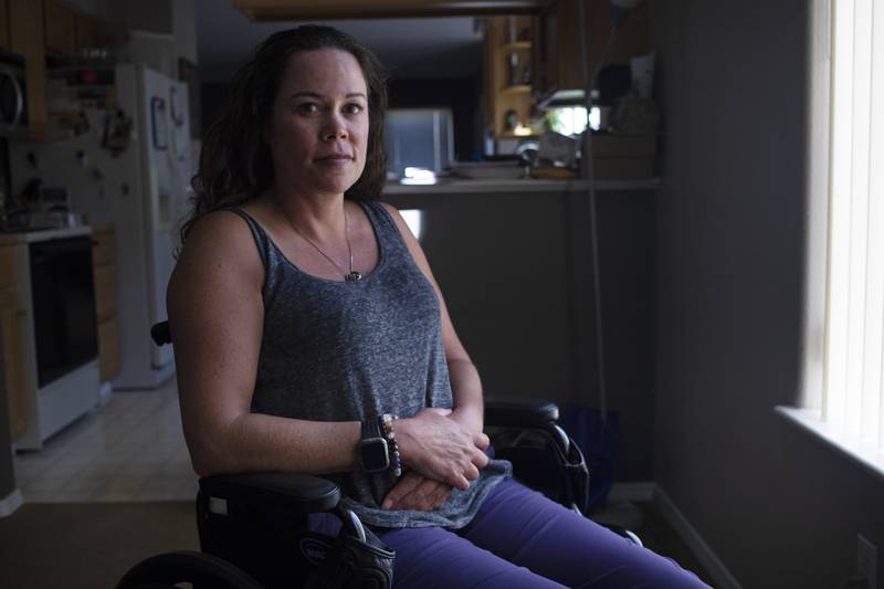 The Anchorage woman stabbed by a known offender at Loussac Library is fighting to walk again — and close the loopholes that let him go free