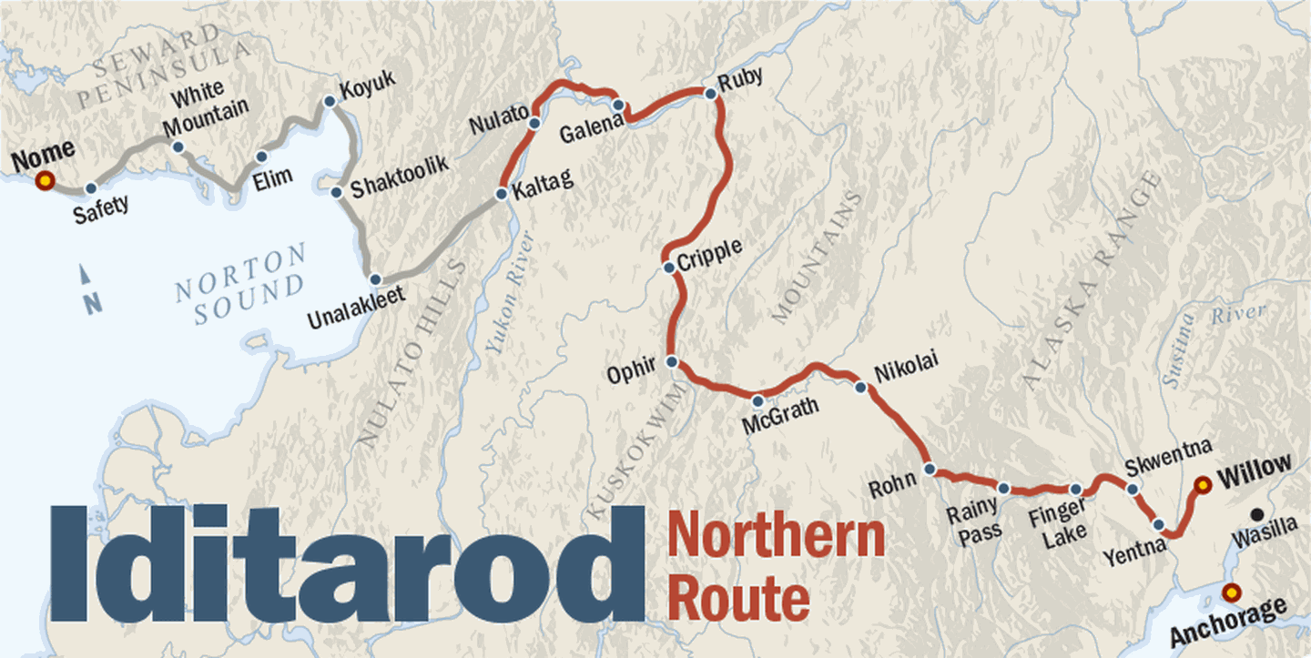 Kaltag 2022 Iditarod northern route map