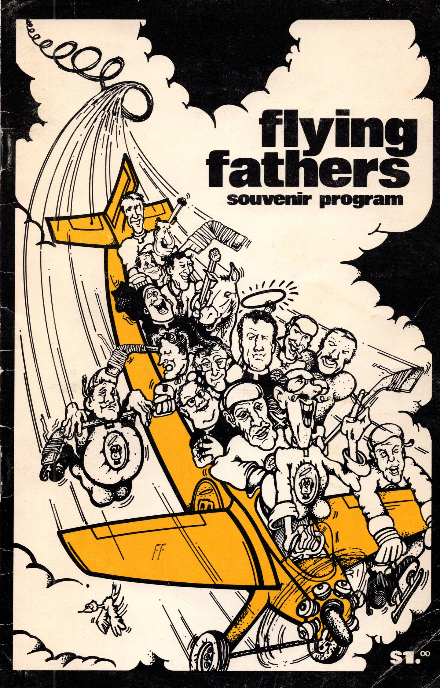 The cover of a souvenir program for the 1981 Flying Fathers hockey team