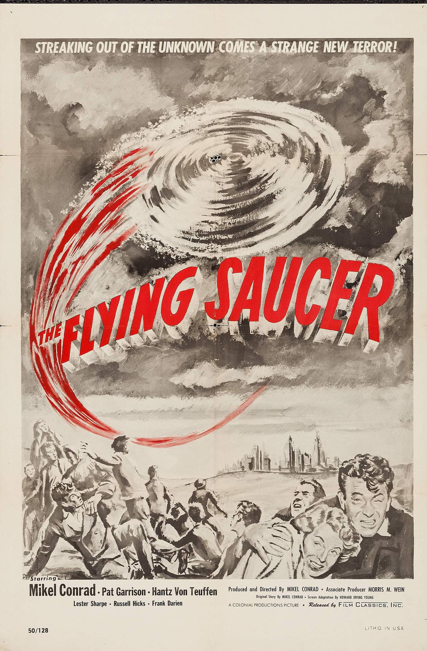 A movie poster for "The Flying Saucer"