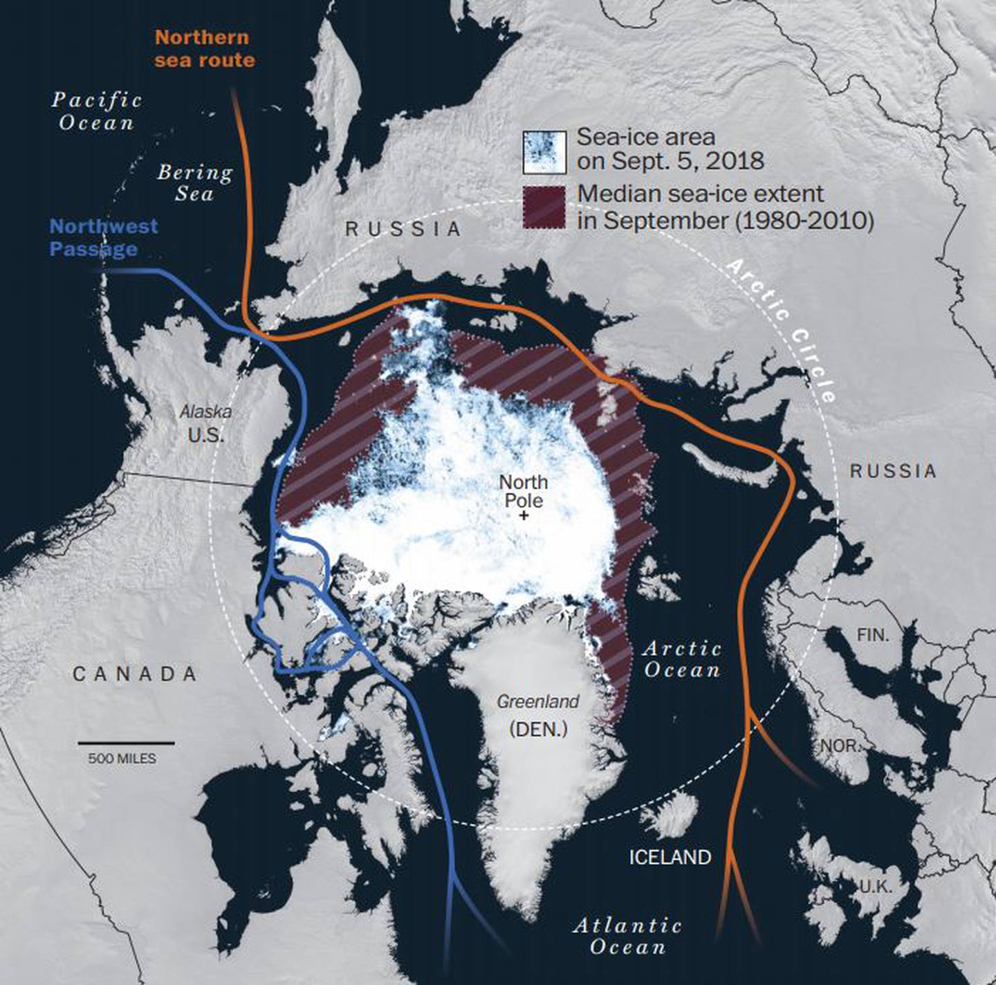 A map of the Arctic Circle