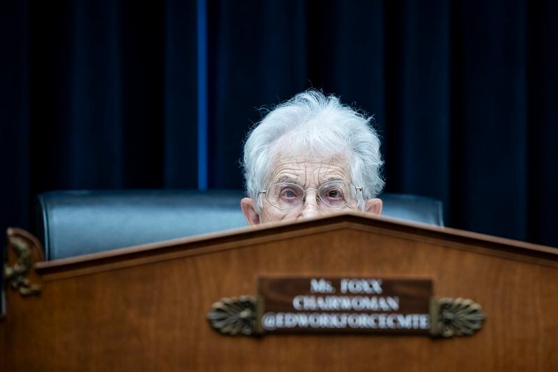 Rep. Virginia Foxx (R-N.C.) listens during testimony at a House Committee on Education and Workforce hearing. (Haiyun Jiang for The Washington Post)