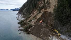 Crews begin clearing huge landslide that covered road in Seward