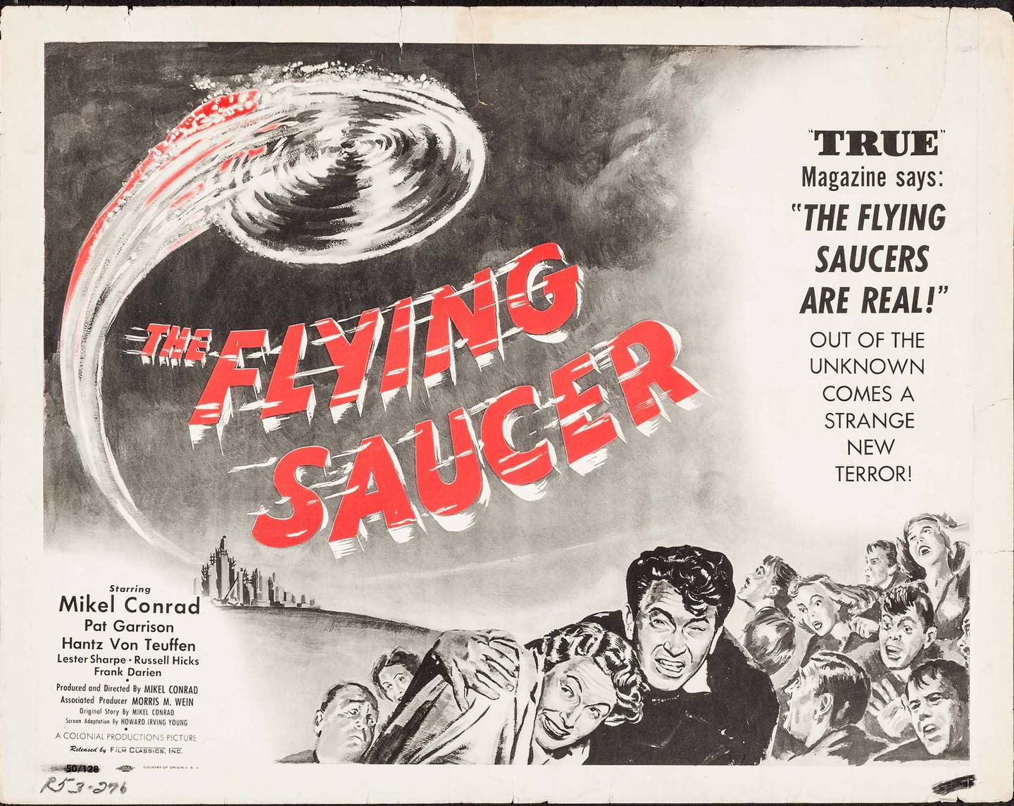 A movie poster for "The Flying Saucer"