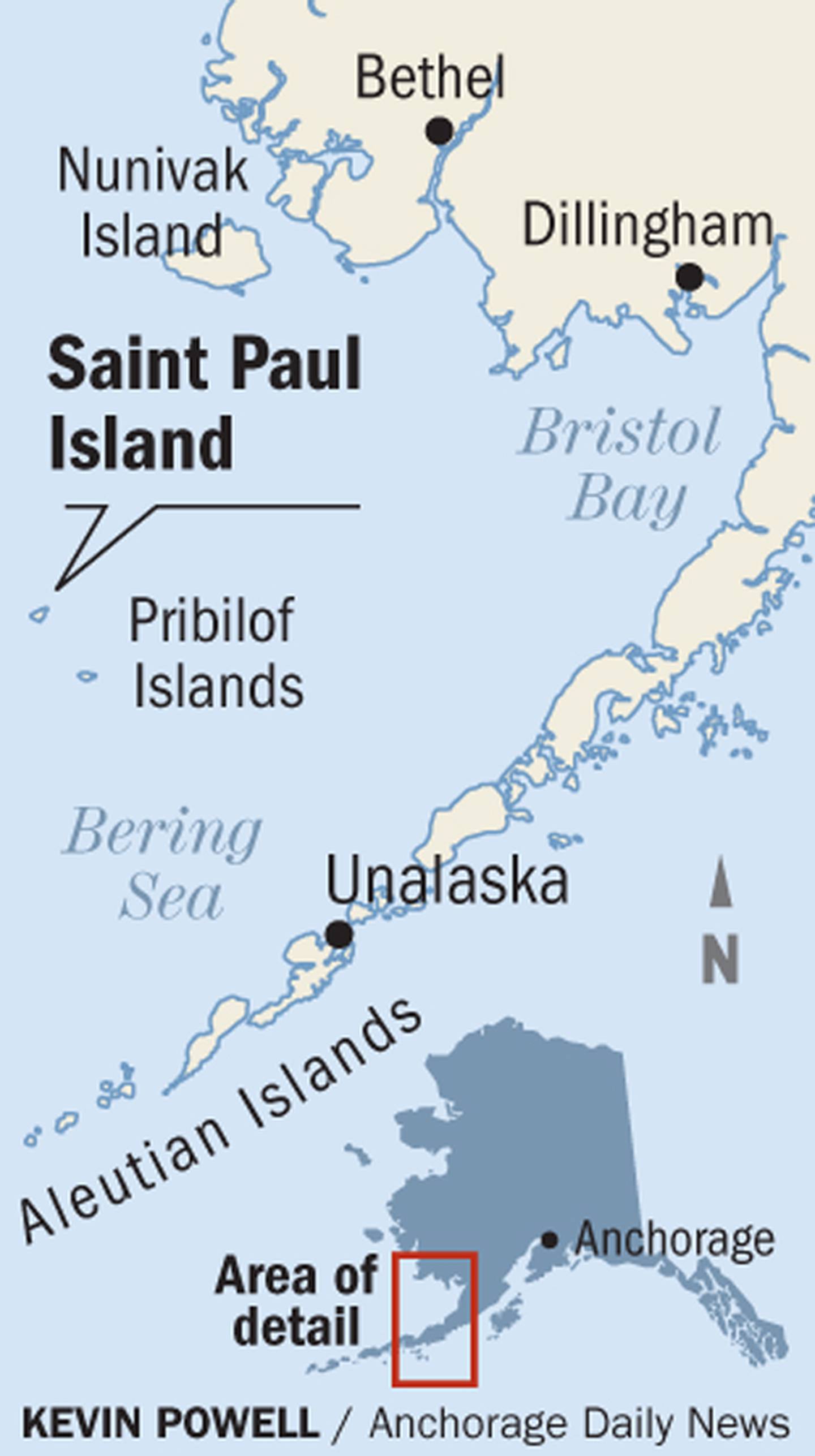 Saint Paul Island, St. Paul Island locator map, Kevin Powell