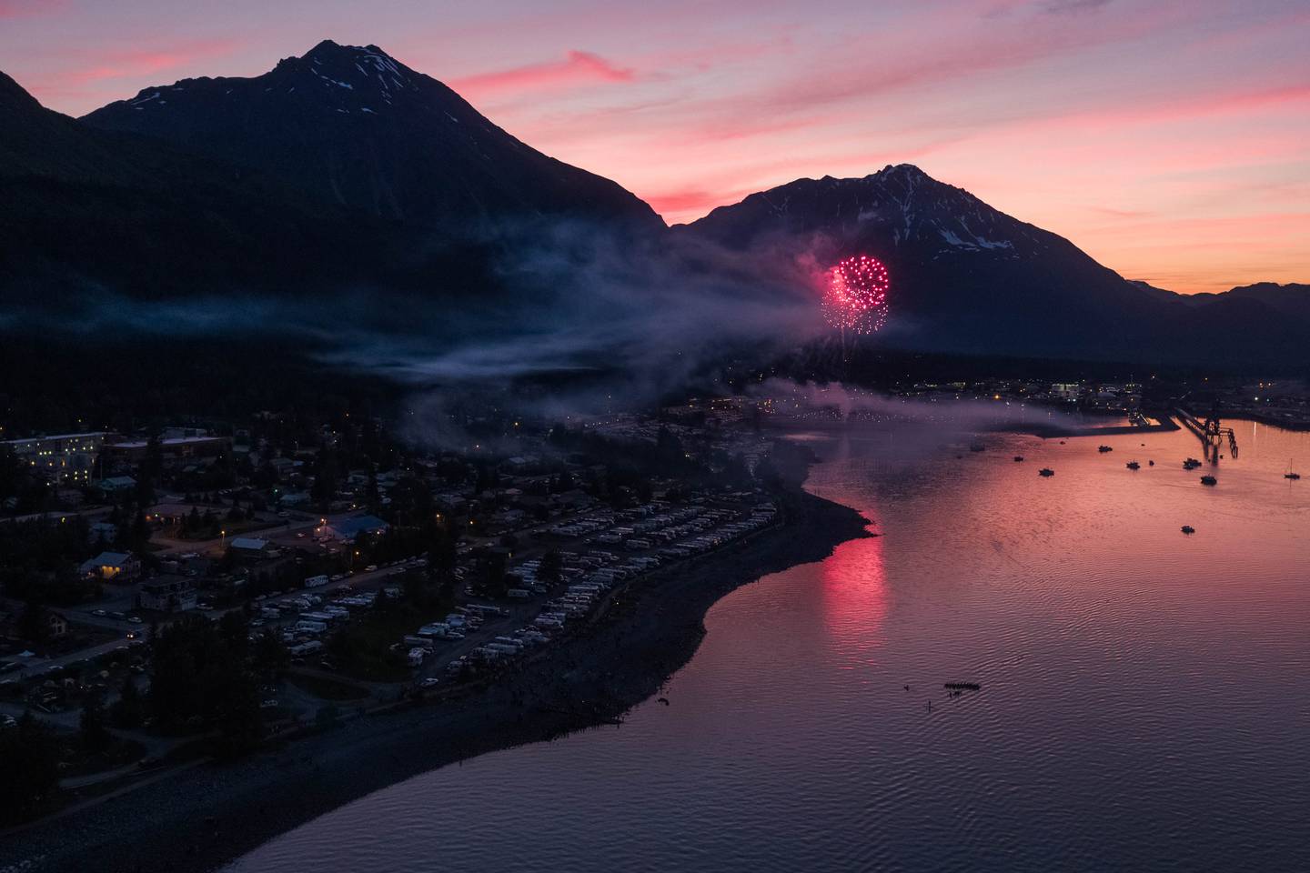 aerial, aerial photo, aerial photography, aerial photos, aerials, fireworks, fourth of july, independence day, july 4, seward