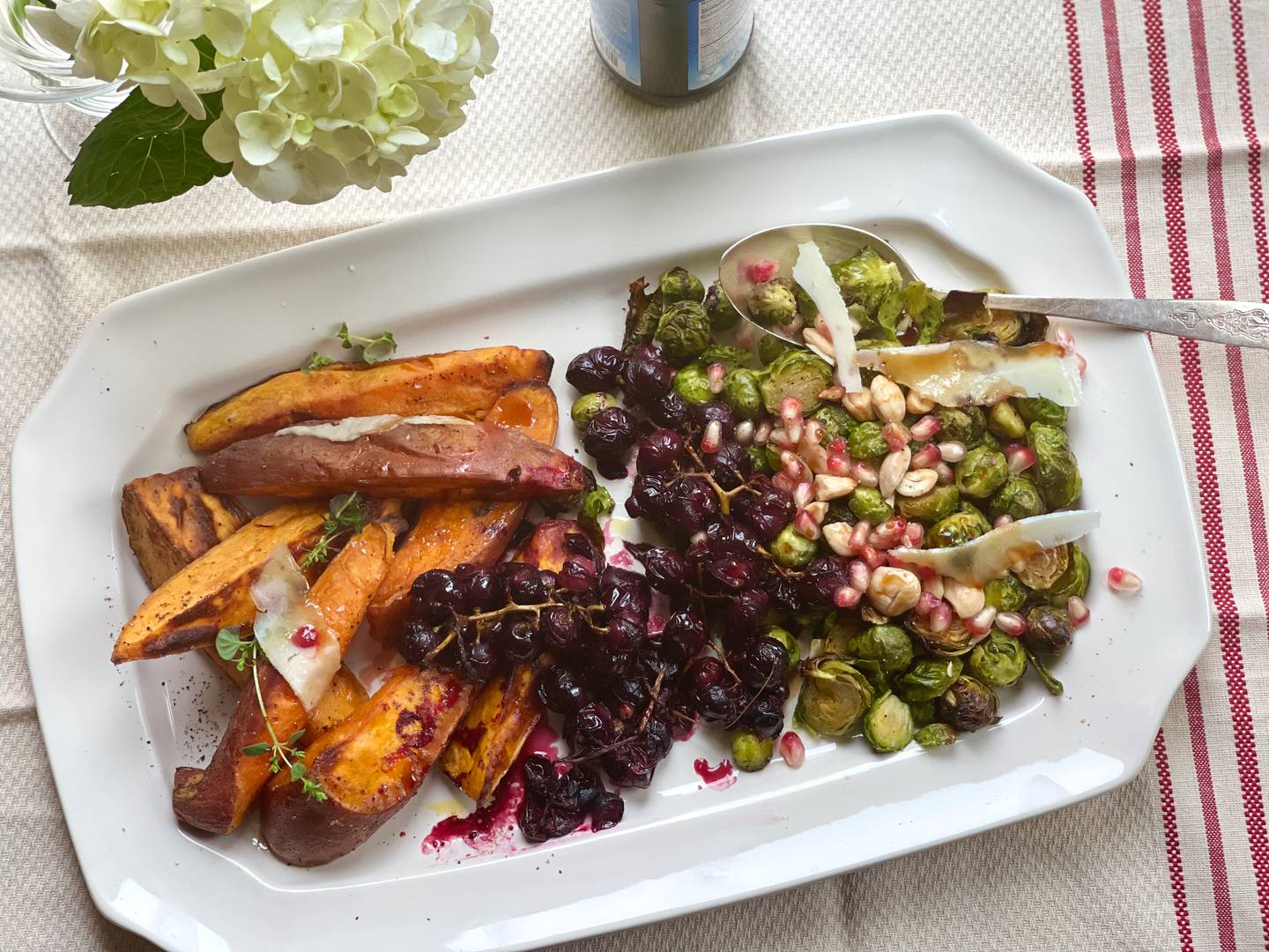 Roasted fall vegetables and grapes